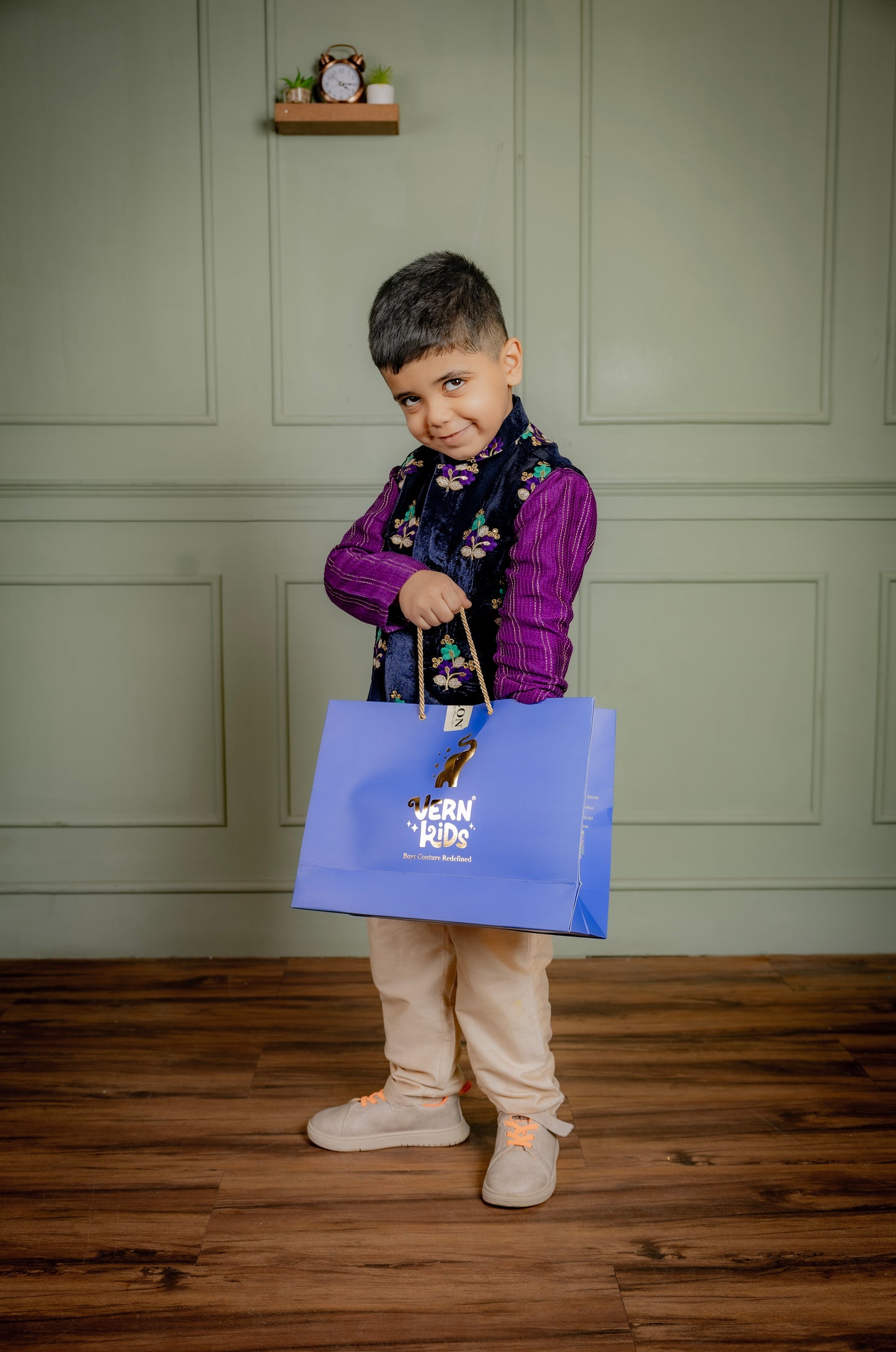 BLUE BUNDI WITH PURPLE KURTA