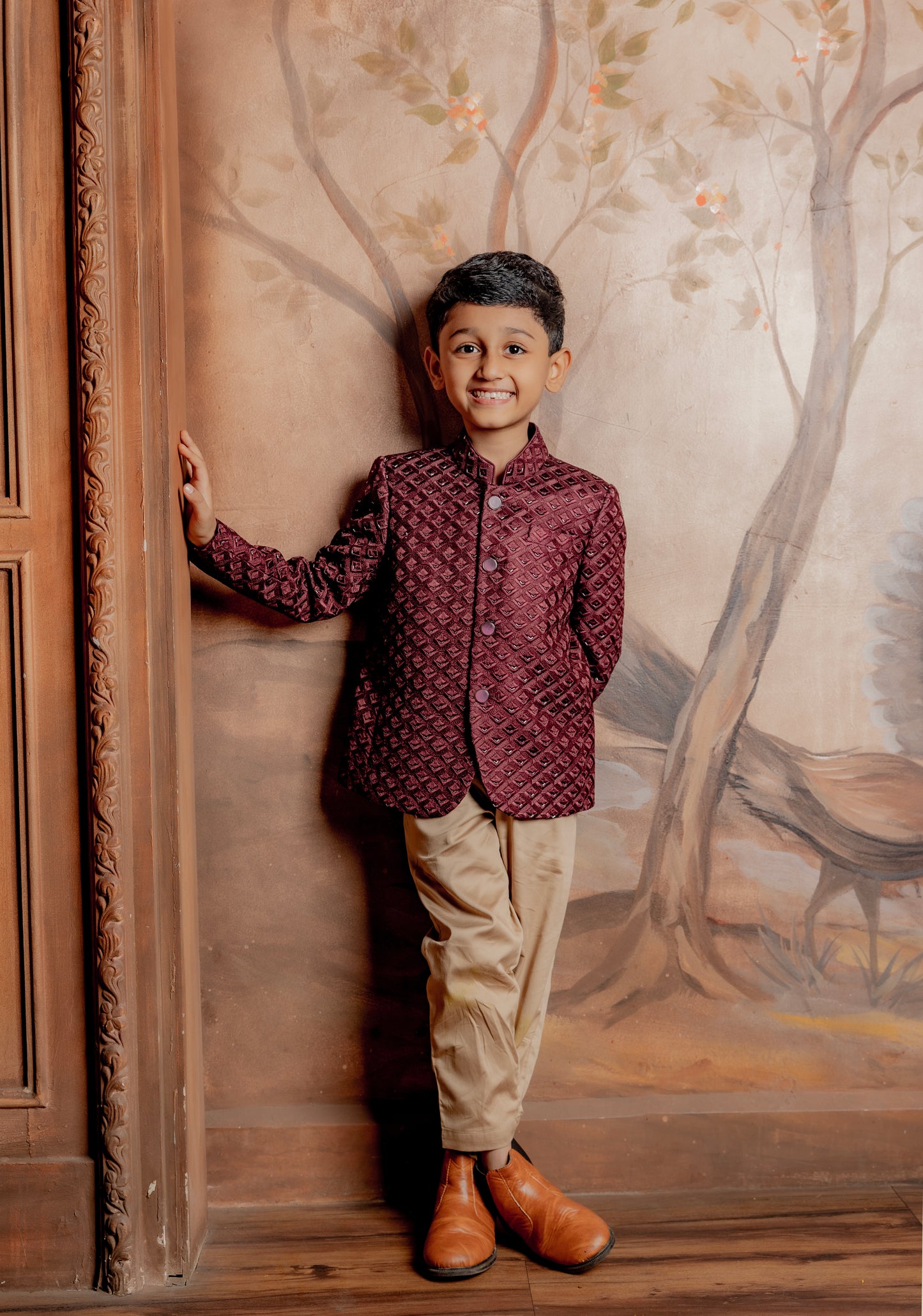 MAROON SILK JODHPURI