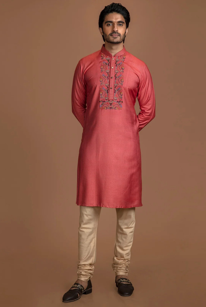 MULTI COLOUR RED KURTA SET
