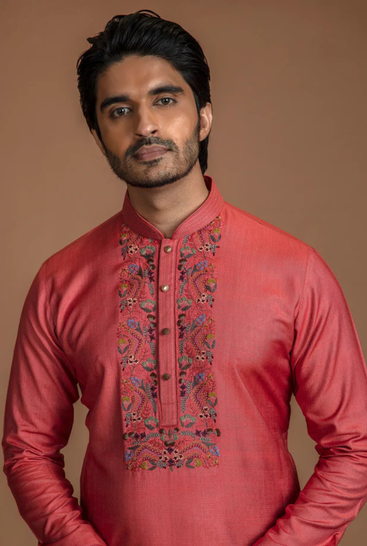 MULTI COLOUR RED KURTA SET