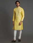 YELLOW MIRROR WORK KURTA SET