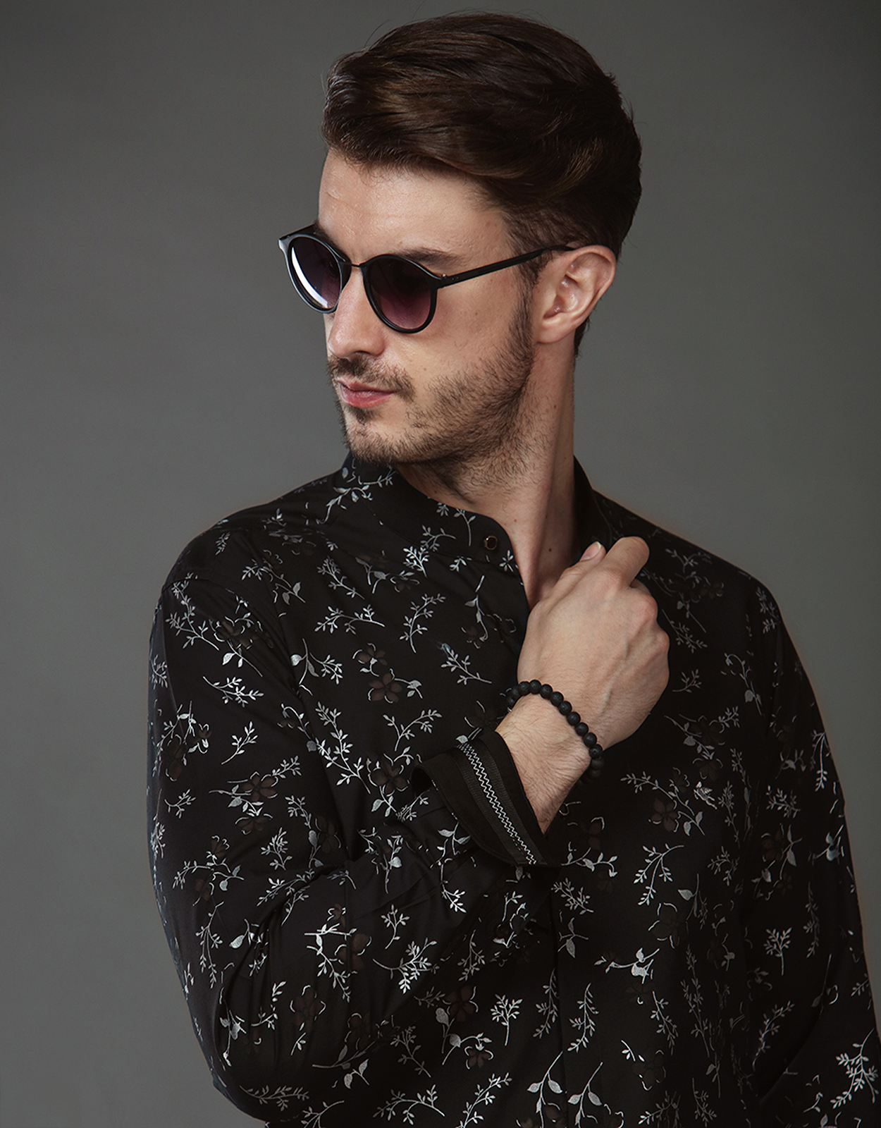 BLACK SILVER PRINTED SHIRT