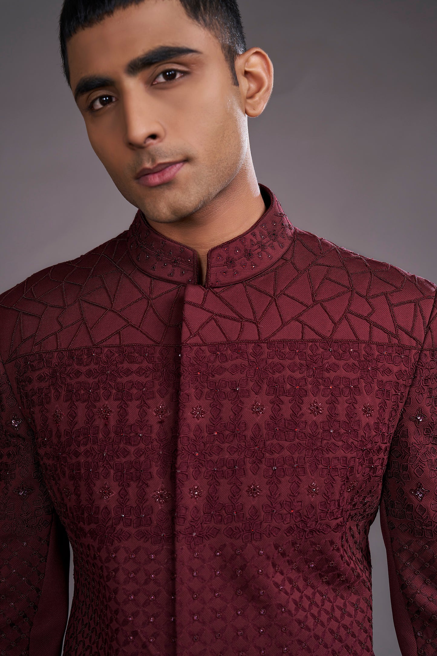 MAROON BANDHGALA SET