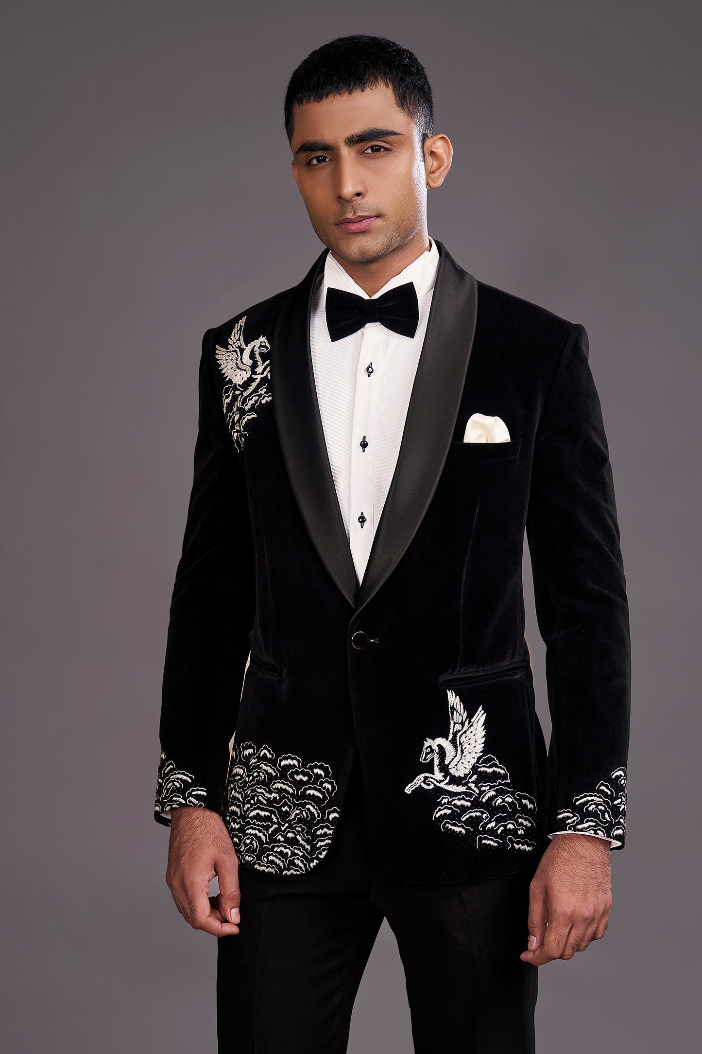 BLACK VELVET TUXEDO SUIT