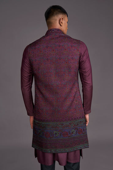 MAROON LONG BUNDI SET