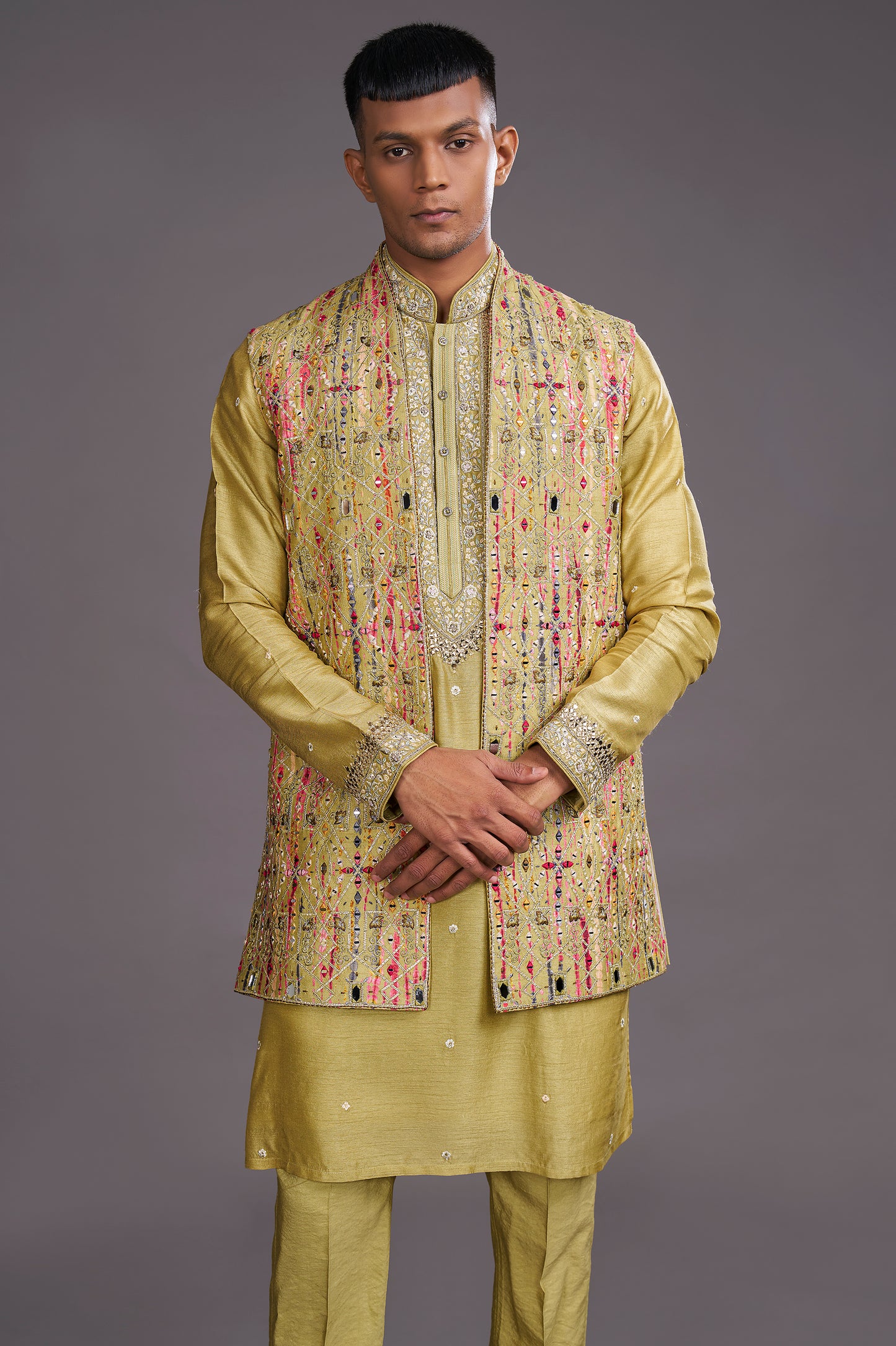 GREEN LONG BUNDI SET