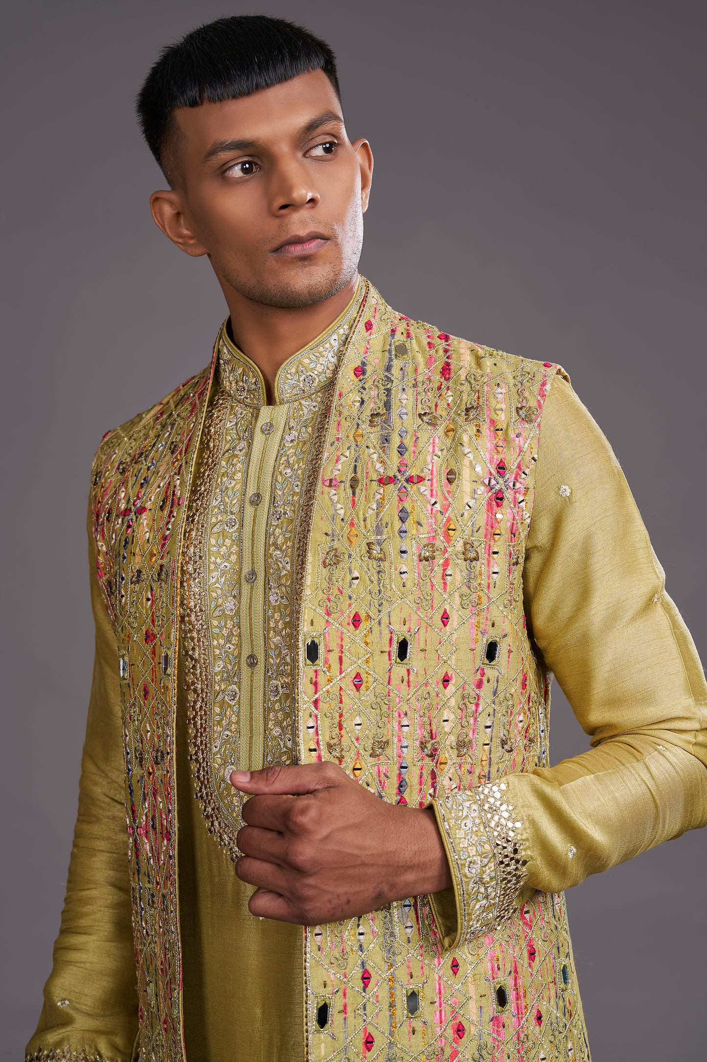 GREEN LONG BUNDI SET