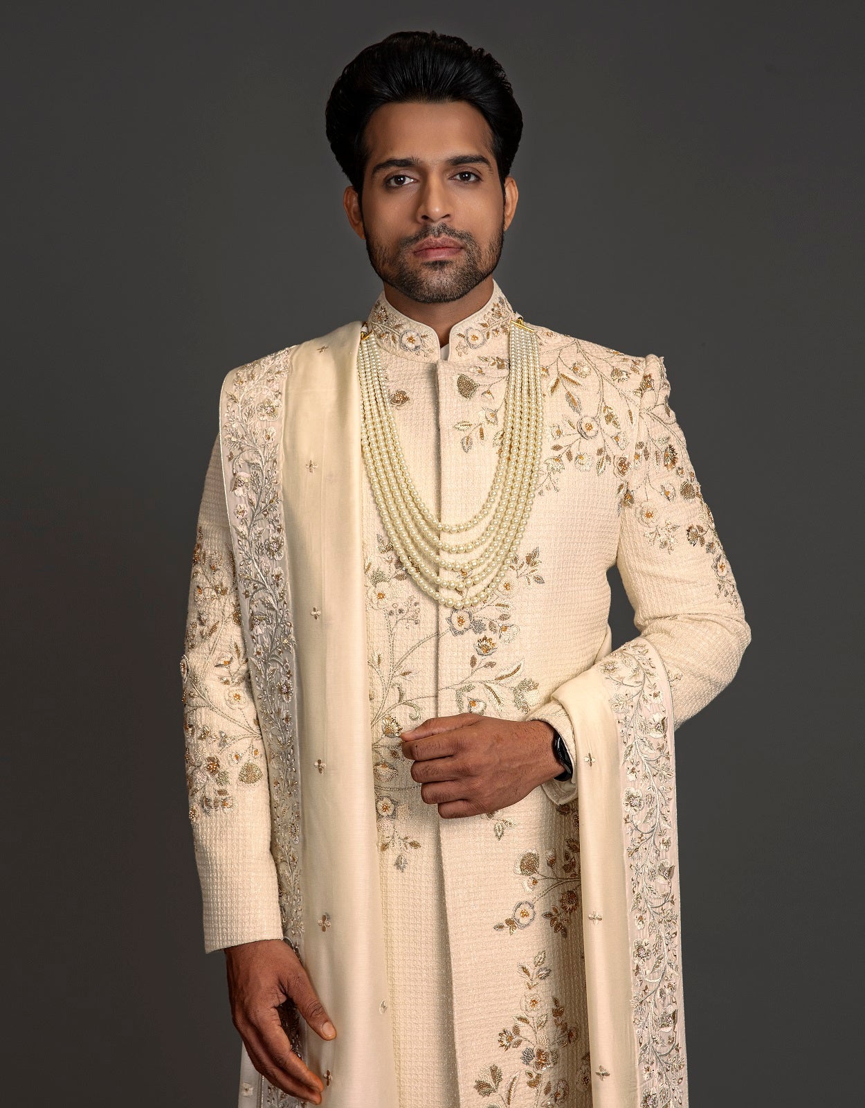 HONEY COMB LOOK GOLDEN SHERWANI