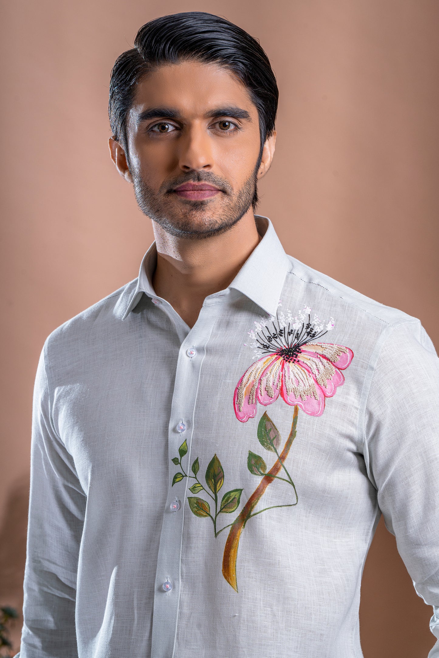 Floral Hand Painted Shirt - Pink
