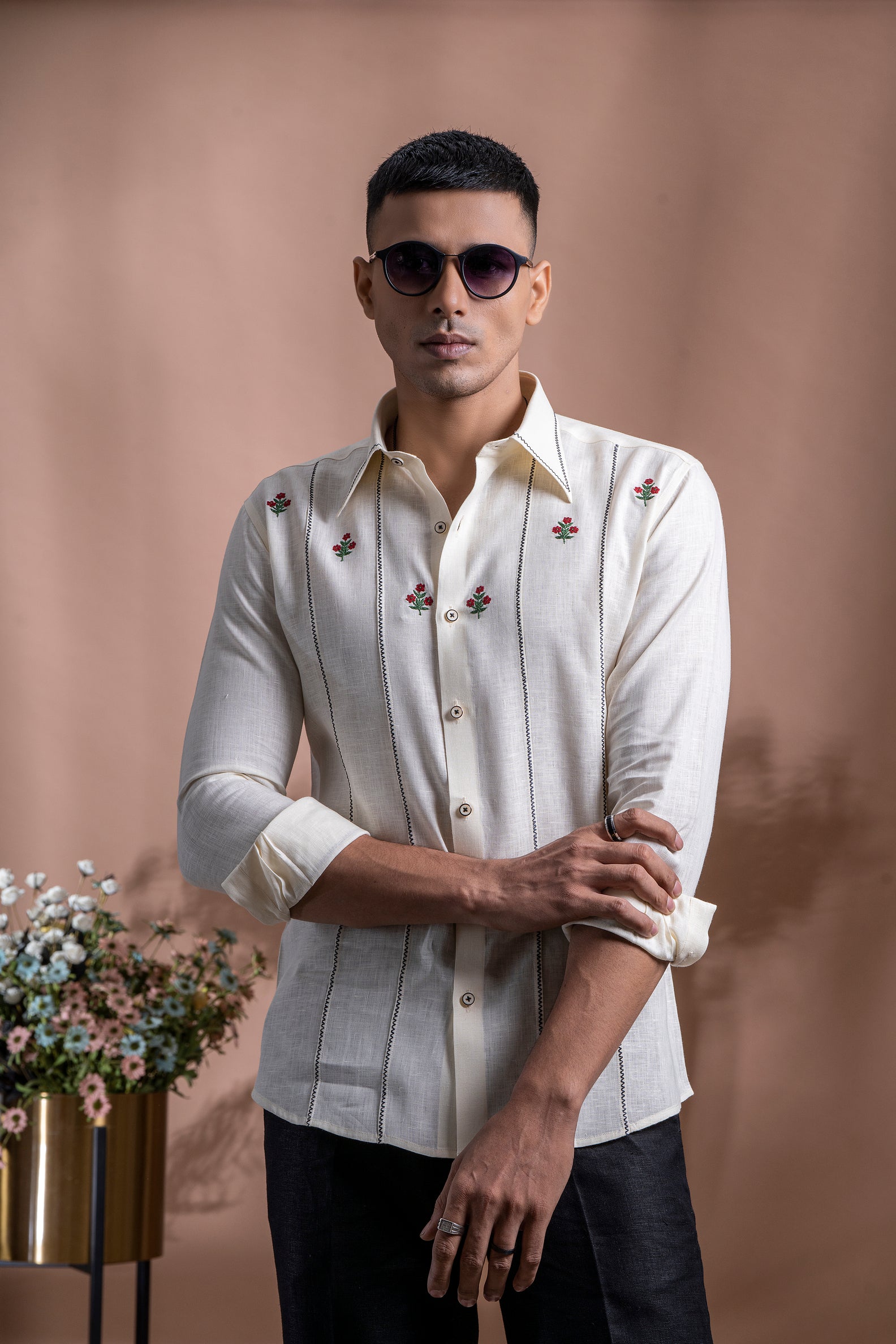 Floral Hand Embroidered Shirt