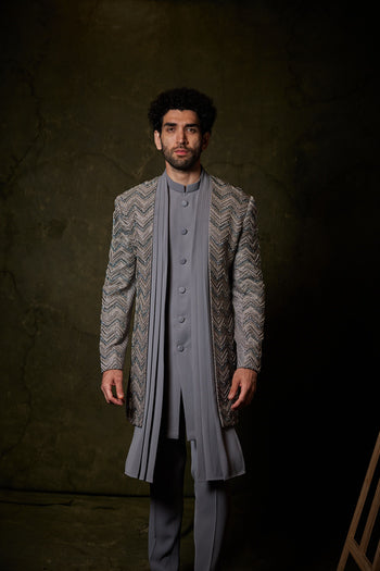 Grey Coloured Open-Style Indo-Western