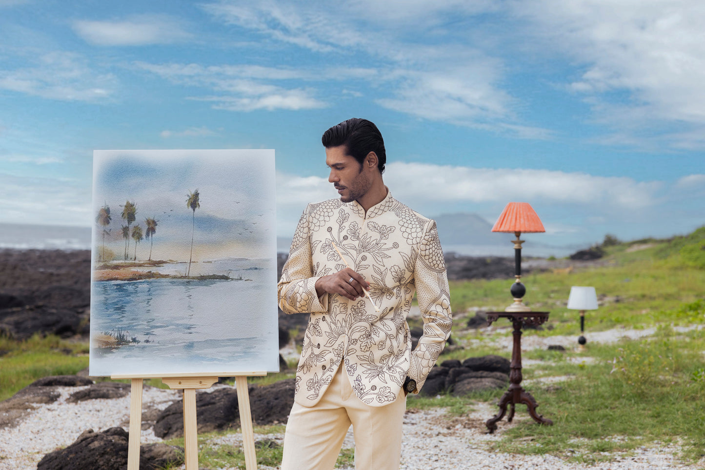 Ivory Colour Matka Silk Bandhgala