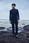 Midnight Blue Colour Velvet Indo-Western Set