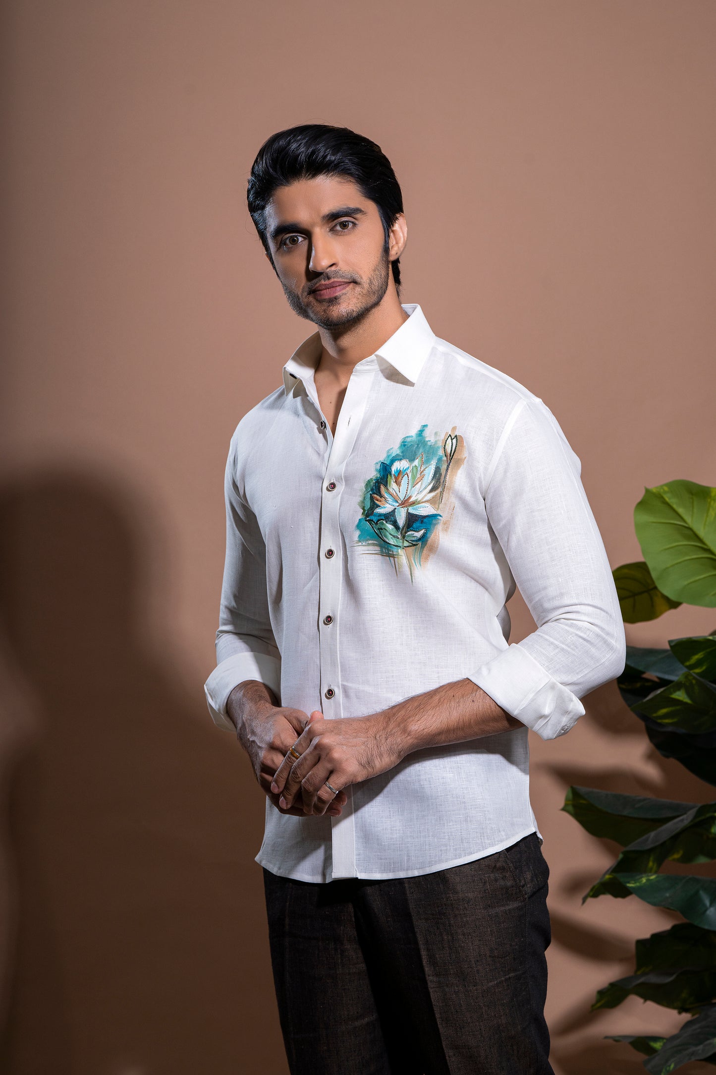 Floral Hand Painted Shirt - White