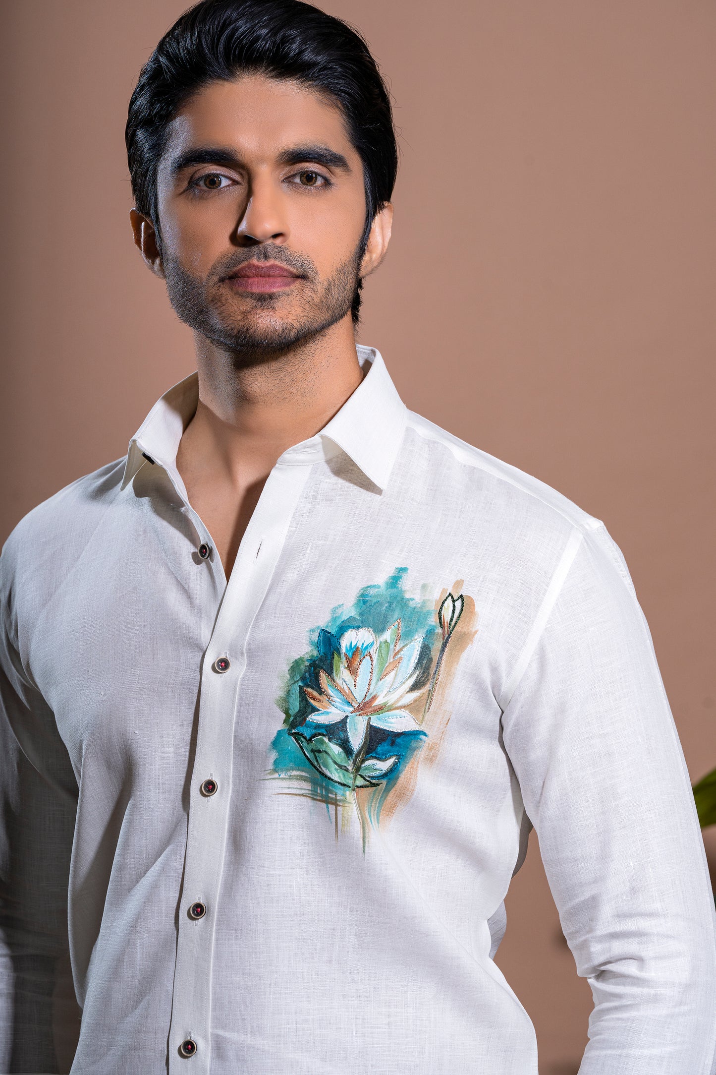Floral Hand Painted Shirt - White
