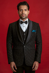 BLACK JACQUARD EMBROIDERED SUIT