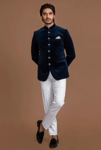 BLU VELVET BANDHGALA