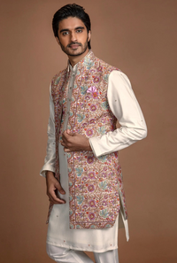 Kashmiri Embroidery Open Bundi Set