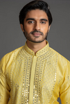 YELLOW MIRROR WORK KURTA SET