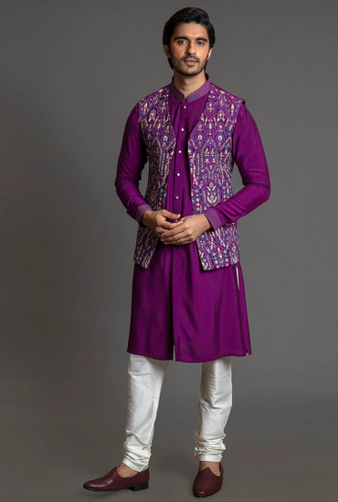 Multi Colour Purple Open Bundi Set