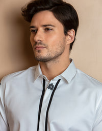 BLACK FLOWER MOTIF SHIRT