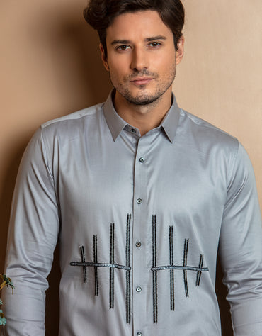 HORIZONTAL DIAMOND EMBROIDERED SHIRT