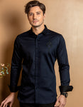 HAND EMBROIDERED MOTIF BLUE SHIRT