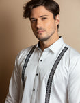 SUSPENDER LOOK EMBROIDERED SHIRT