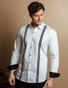 SUSPENDER LOOK EMBROIDERED SHIRT