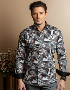 COLOURFUL ABSTRACT TRIANGLES PRINT SHIRT