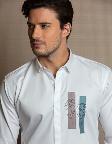 TWO FLOWERS MOTIF SHIRT