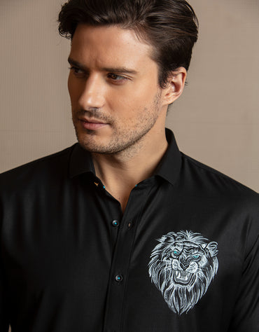 TERRIFIC LION HAND PAINTED SHIRT