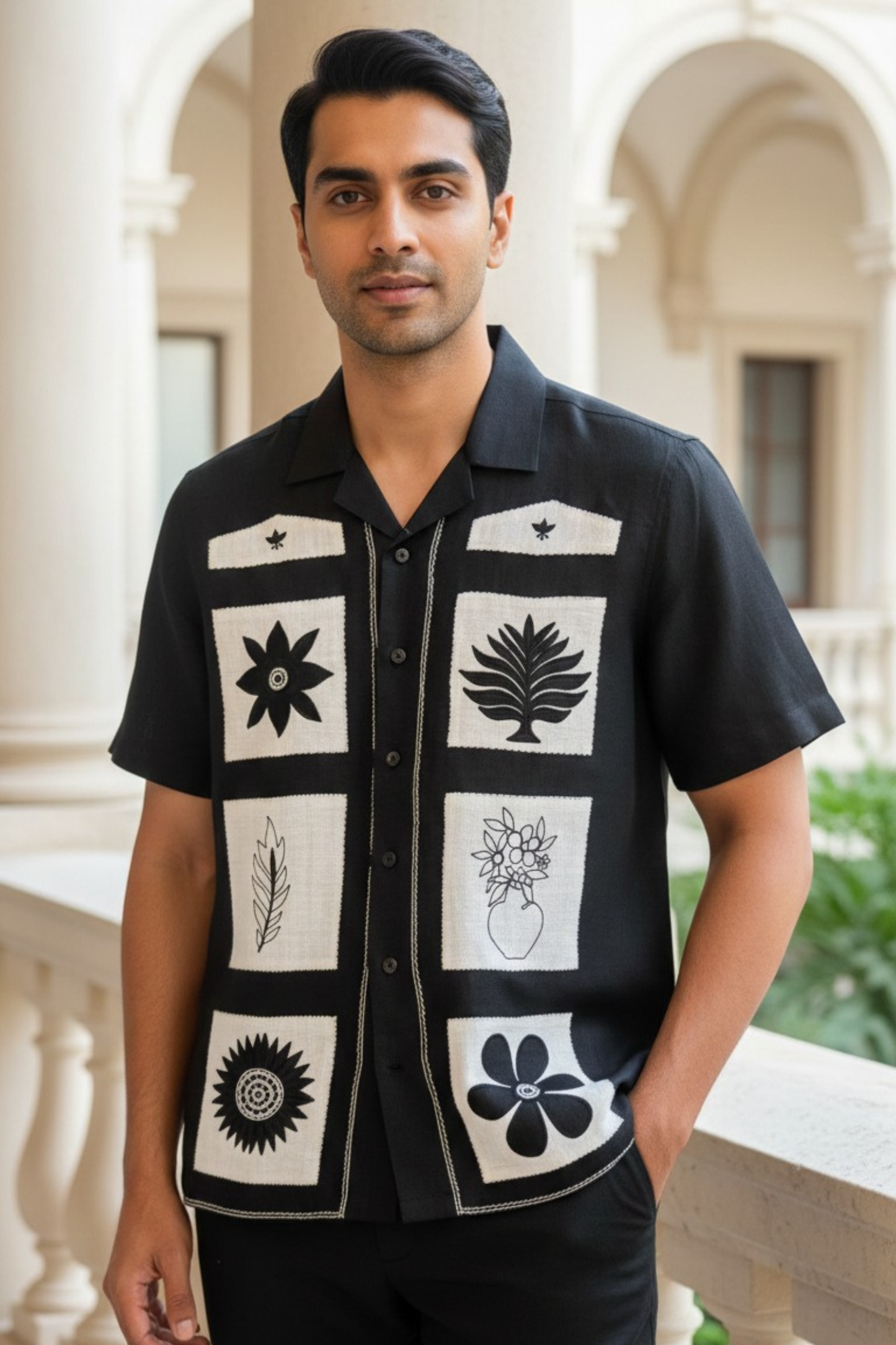 Black Linen Cuban Shirt