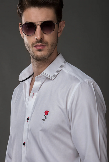 ROSE MOTIF WHITE SHIRT