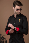 GIRAFFE MOTIF BLACK SHIRT