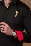 GIRAFFE MOTIF BLACK SHIRT