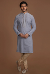 PASTEL GREY CHIKANKARI KURTA SET