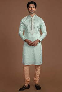 SEA GREEN APPLIQUE KURTA SET