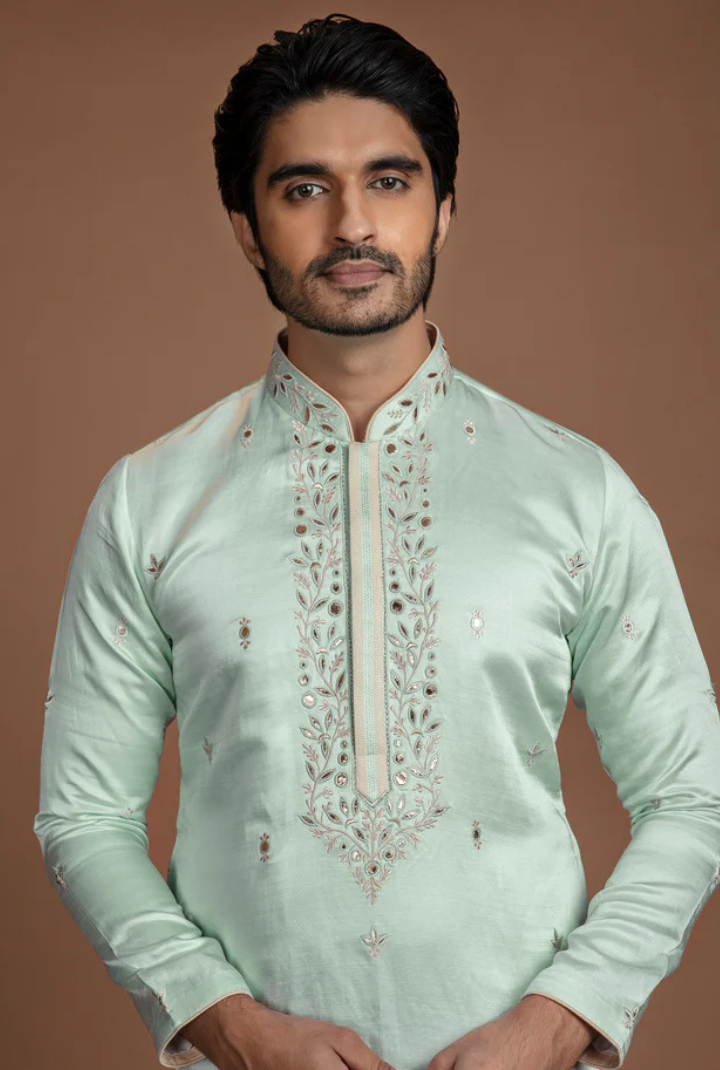 SEA GREEN APPLIQUE KURTA SET