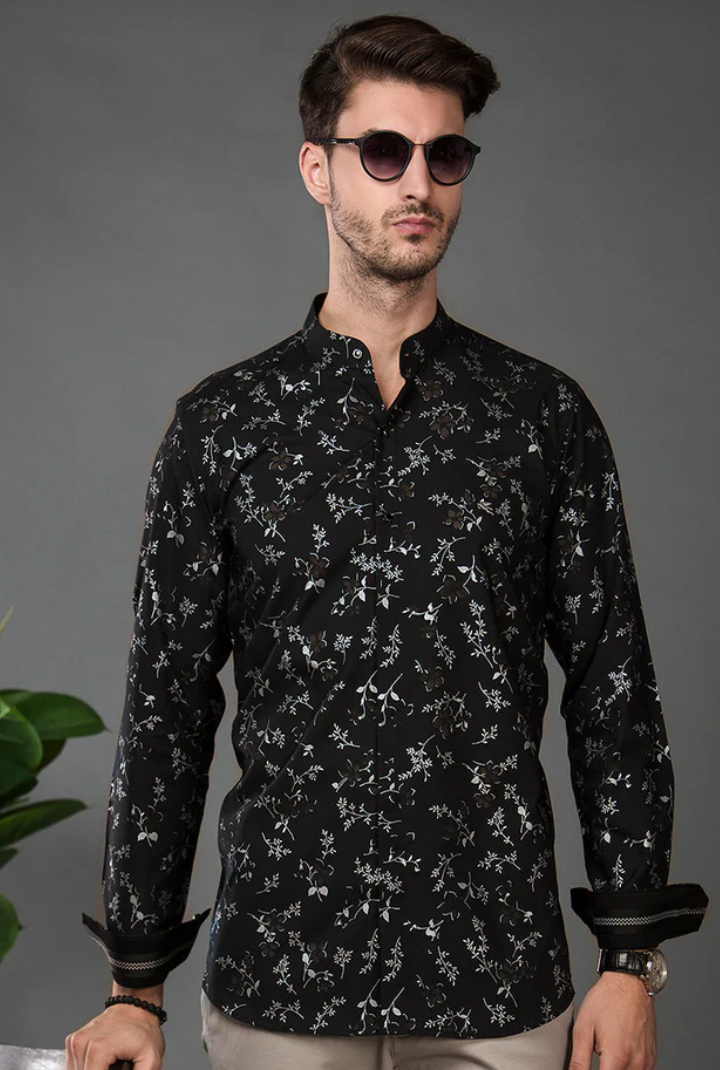 BLACK SILVER PRINTED SHIRT