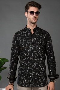 BLACK SILVER PRINTED SHIRT