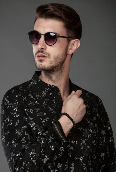 BLACK SILVER PRINTED SHIRT