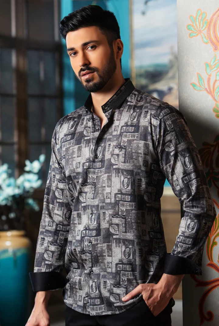 ABSTRACT LEAF PRINT SHIRT