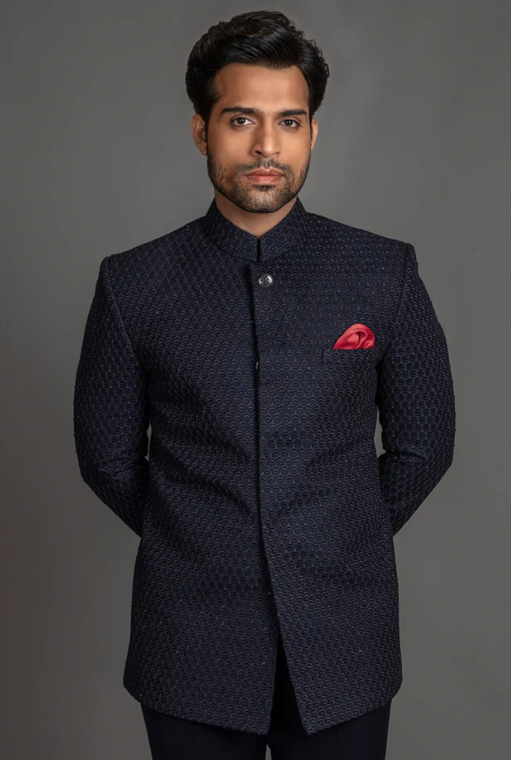 SELF TEXTURED EMBROIDERY BANDHGALA