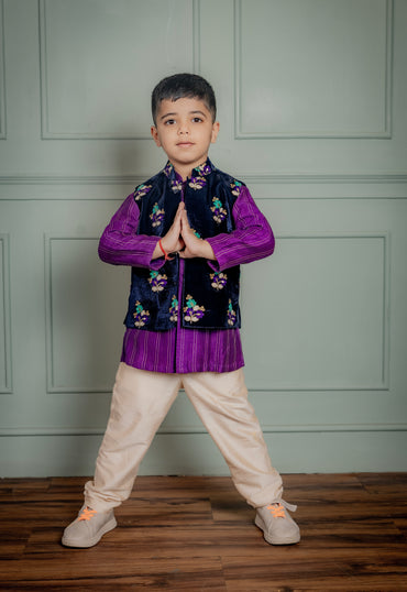 BLUE BUNDI WITH PURPLE KURTA