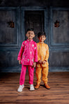 Hot Pink & Yellow Kurta Hand Embroidered Work