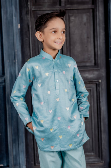 BLUE SILK KURTA