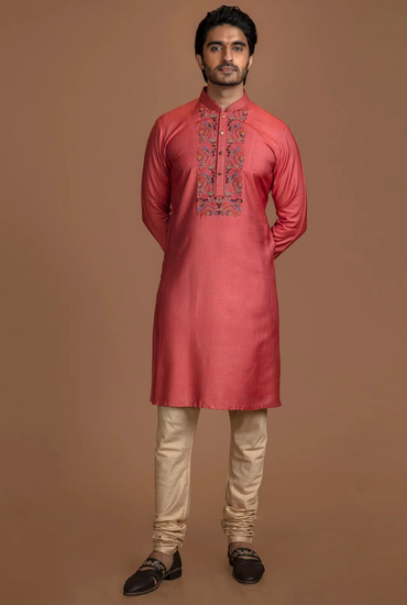 MULTI COLOUR RED KURTA SET