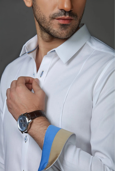 WHITE YOKED SHIRT