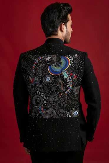 TROPICAL EMBROIDERED BANDHGALA
